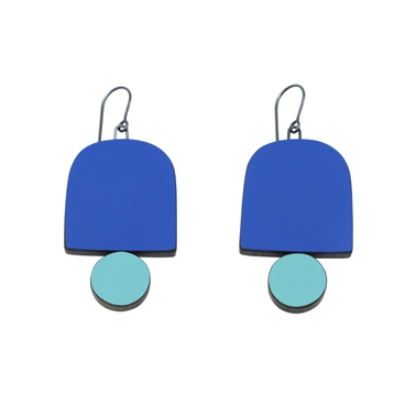 ultra blue and green arch earrings
