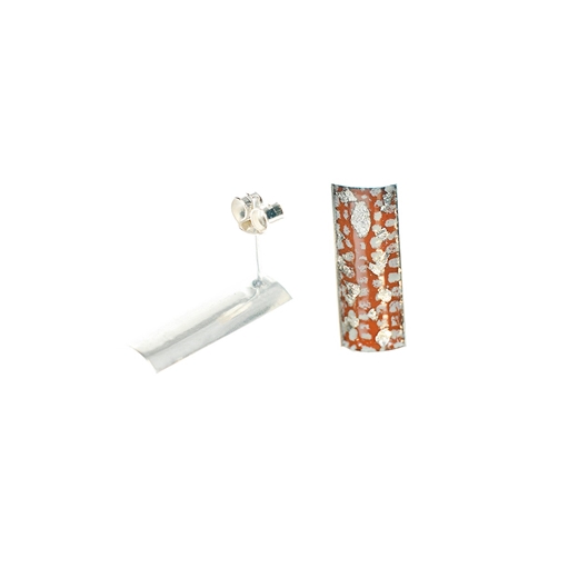 Tangerine and Silver Rectangle Curved Studs