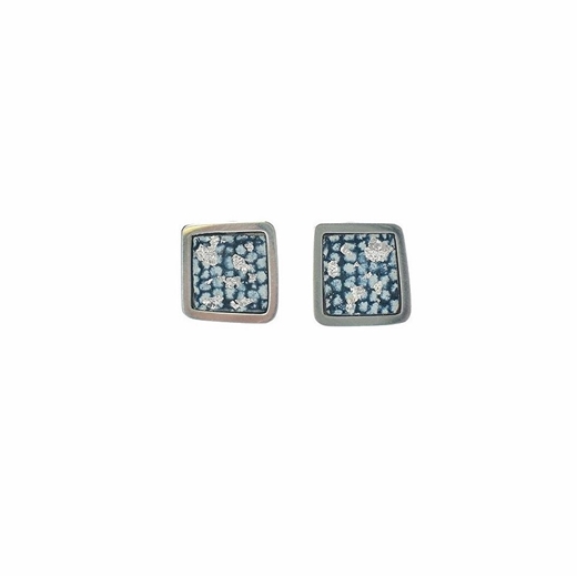 Blue and Silver Square Framed Studs