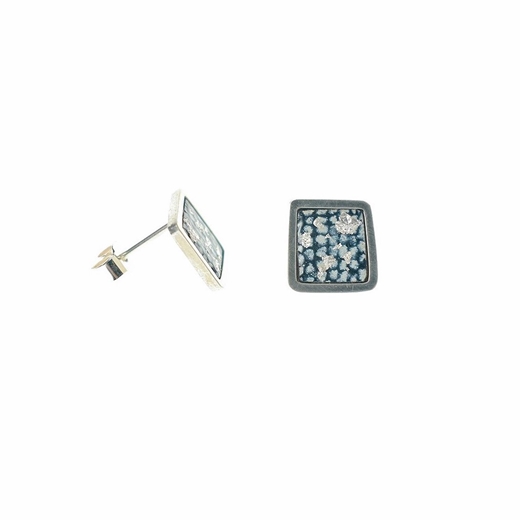 Blue and Silver Square Framed Studs