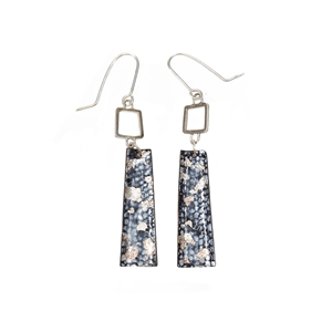 Blue and Silver Square Wire Rectangle Drop Earrings