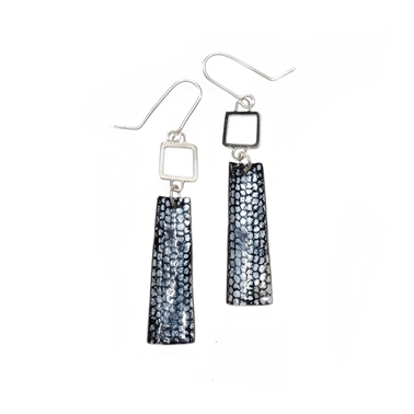 Blue Square Wire Rectangle Drop Earrings