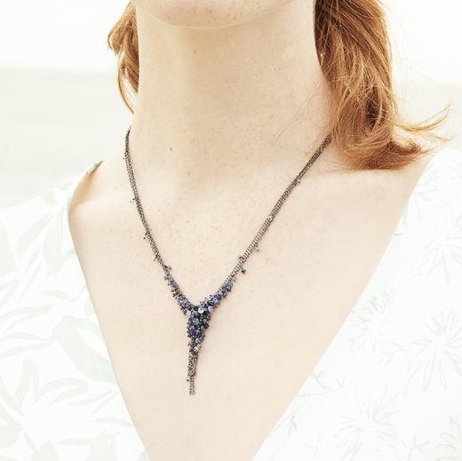 Sapphire V Tassel Necklace