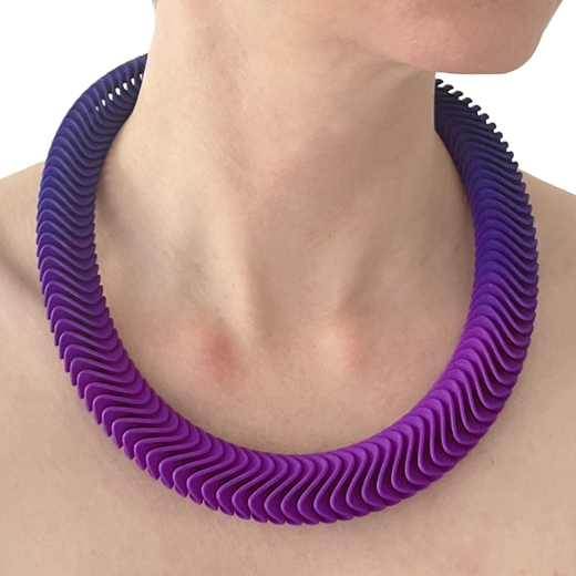 Wave Collar Necklace - Purple on model