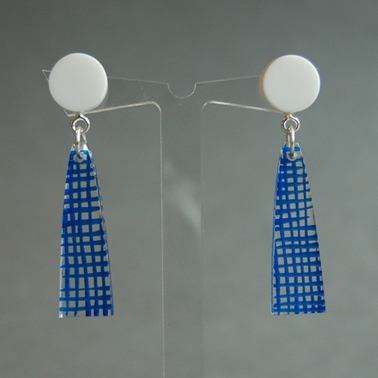 blue weave long drop earrings