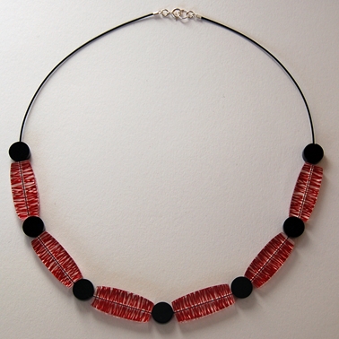 red wired necklace