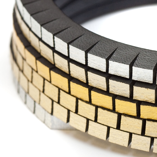 Wound Up Slim Bracelet - Black & Gold-Silver - detail