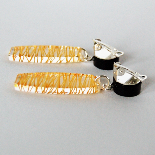 yellow clip wired earrings