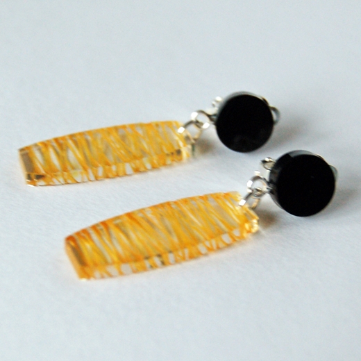 yellow clip wired earrings 3
