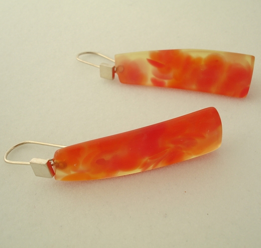 earrings trans yellow and red blobs