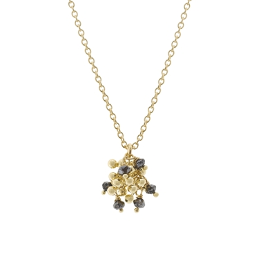 Small Black Diamond Cluster Necklace
