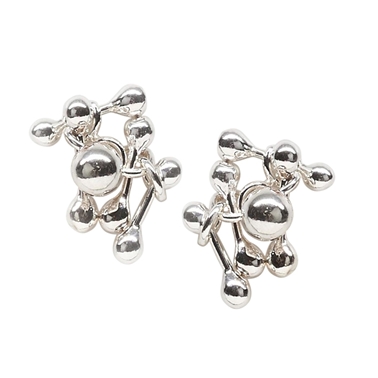 Molecule silver stud earrings