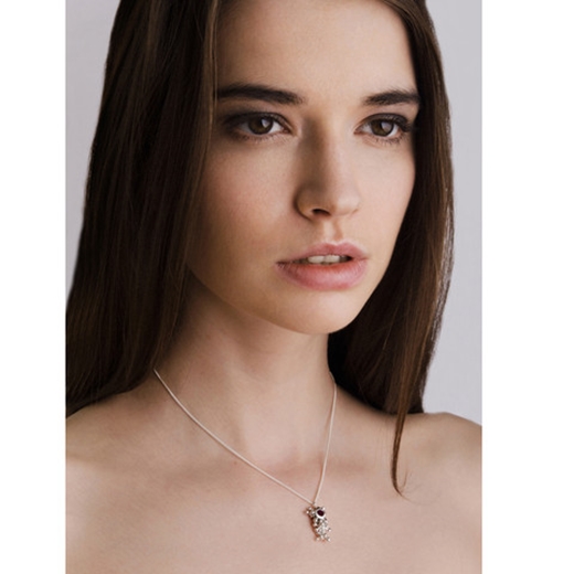 Model Wearing Ruby Drop Necklace