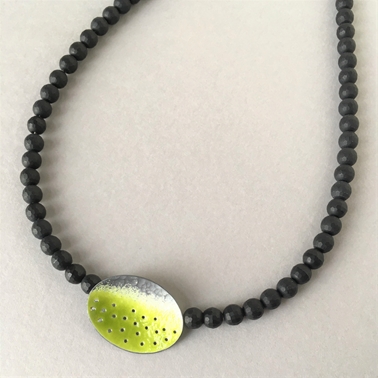 Yellow green oval necklace