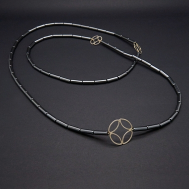 Hanami black agate long necklace.